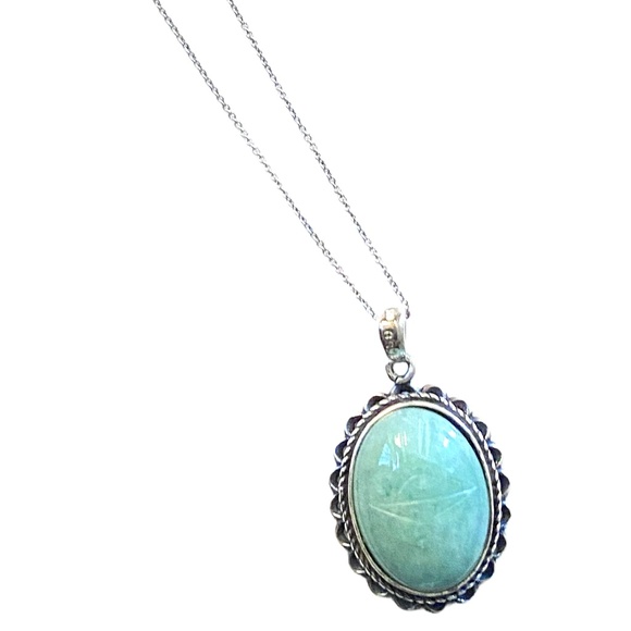 Sterling Silver Green Gemstone Necklace - Picture 2 of 9